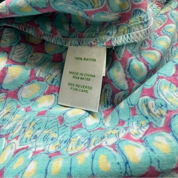 Lilly Pulitzer Kalen Clam Patterned Blue & Pink Ruffle Dress - Picture 9 of 10